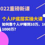 2022重磅新课《个人IP底层实操大课》如何靠个人IP赚到10万、100万、1000万