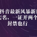 2022抖音最新风暴新口子：多开实名，一整开两个实名，封禁也行