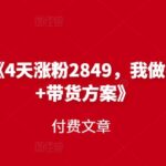 峰子笔记《4天涨粉2849，我做视频号引流 带货方案》付费文章