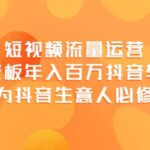 短视频流量运营，实体老板年入百万-抖音转型课，成为抖音生意人的必修课