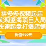 拼多多视频起店，实现蓝海项目入局，快速起盘打爆店铺（价值299元）