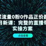 自然流量0粉0作品正价起号11月新课：完整的直播带货实操方案