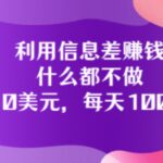 利用信息差赚钱：什么都不做，每单10美元，每天100美元！