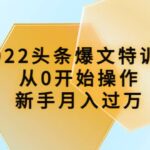 2022头条爆文特训营：从0开始操作，新手月入过万（16节课时）