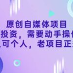 原创自媒体项目，0投资，需要动手操作，可团队可个人，老项目正规长久