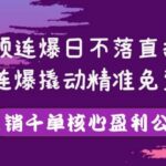 视频连爆日不落直播间，视频连爆撬动精准免费流量，日销千单核心盈利公式