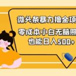 人人都能操作的微头条最新暴力撸金项目，零成本小白无脑搬运