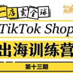 TikTokShop出海训练营（第十三期），打开全球流量新思维，出海抢占全球新流量，一店卖全球