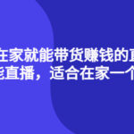 4种在家就能带货赚钱的直播课，人人都能直播，适合在家一个人操作！