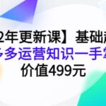 【22年更新课】基础起步，拼多多运营知识一手掌握，价值499元