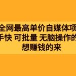 全网最单高价自媒体项目：上手快 可批量 无脑操作的课程，想赚钱的来