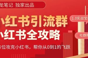 价值980元的《小红书运营和引流课》，日引100高质量粉