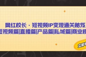 网红校长·短视频IP变现通关秘笈：短视频篇 直播篇 产品篇 私域篇 商业模式