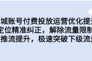 同城账号付费投放运营优化提升，定位精准纠正，解除流量限制，自然推流提升，极速突破下级流量池