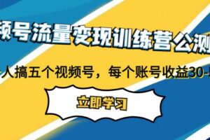 视频号流量变现训练营公测1.0：一个人搞五个视频号，每个账号收益30-50