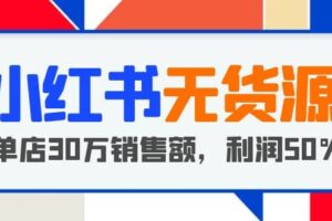 小红书无货源项目：从0-1从开店到爆单 单店30万销售额 利润50%【5月更新】