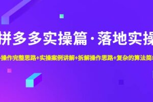 拼多多实操篇·落地实操 完整思路 实操案例 拆解操作思路 复杂的算法简单化