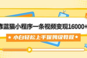 靠蓝猫小程序一条视频变现16000 小白轻松上手保姆级教程（附166G资料素材）