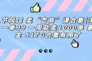 一单利润99 一周能出1000单，卖杏商课程合集(海王秘籍)，暴力掘金