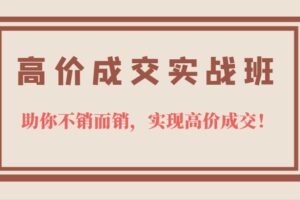 高价成交实战班，助你不销而销，实现高价成交，让客户追着付款的心法技法