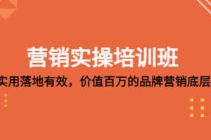 营销实操培训班：简单实用-落地有效，价值百万的品牌营销底层逻辑