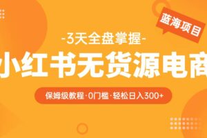 2023小红书无货源电商【保姆级教程从0到日入300】爆单3W