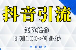 抖音引流术，矩阵操作，一天能引100多创业粉