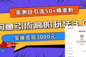 实测日引50 精准粉，闲鱼引流高阶玩法3.0，实操变现3000元