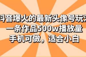 抖音爆火的最新头像号玩法，一条作品500w播放量，手机可做，适合小白