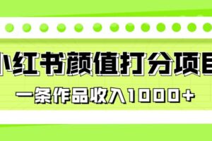 适合0基础小白的小红书颜值打分项目，一条作品收入1000