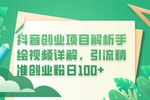 抖音创业项目解析手绘视频详解，引流精准创业粉日100