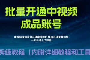 外面收费1980暴力开通中视频计划教程，附 快速通过中视频伙伴计划的办法