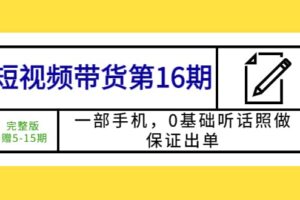 短视频带货第16期：一部手机，0基础听话照做，保证出单