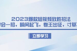 2023爆款短视频致胜招法，学会一招，瞬间起飞，卷王出征，寸草不生