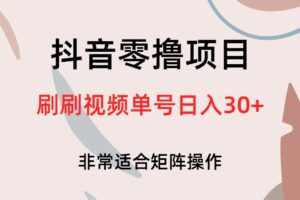 抖音零撸项目，刷刷视频单号日入30