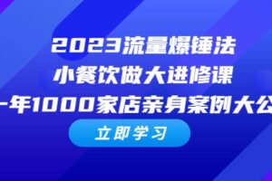 2023流量 爆锤法，小餐饮做大进修课，一年1000家店亲身案例大公开