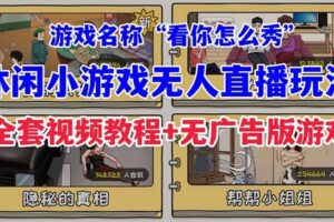 抖音爆火的休闲小游戏“看你怎么秀”无人直播玩法【全套教程 游戏 软件】