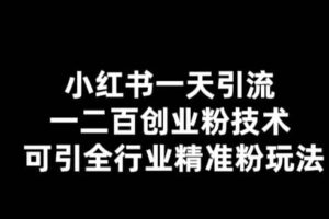 【引流必备】小红书一天引流一二百创业粉技术，可引全行业精准粉玩法