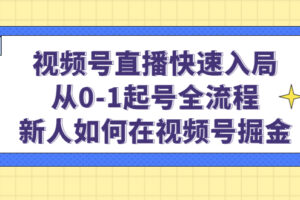 视频号直播快速入局：从0-1起号全流程，新人如何在视频号掘金